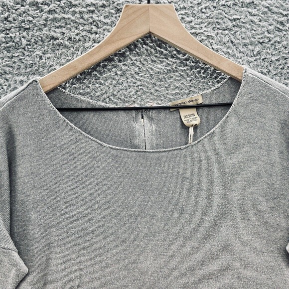 Vertical Design Sweater Gray Knit Long Sleeve Orange Back Zip - Picture 2 of 9